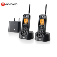 摩托罗拉(Motorola)O202C远距离数字无绳电话机子母机防尘防水 三方通话座机别墅定制 零拖二黑色