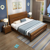 企采严选实木床1.8米1.5米双人床 框架床+1个床头柜+床垫 1500*2000