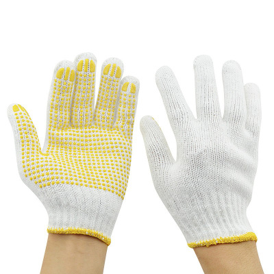 企采严选12双 黄色点胶纱手套 加厚耐磨防滑 灵活透气劳保手套 劳保用品