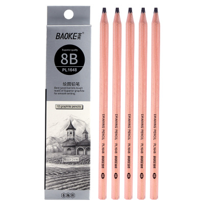 宝克(BAOKE)PL1648办公绘图铅笔 素描铅笔美术写生铅笔 多灰度 8B 12支 黑色