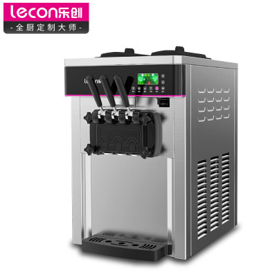 乐创(lecon)冰淇淋机商用雪糕机软冰激凌机全自动甜筒机圣代机小型不锈钢台式 YKF-8218T