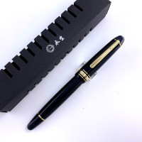 628钢笔铱金笔大明尖树脂旋转吸墨器成人练字 金夹黑杆铱金笔 F尖0.5mm