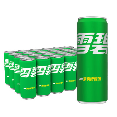 可口可乐(Coca-Cola)雪碧 Sprite 柠檬味 汽水 碳酸饮料 330ml*24罐 摩登罐 整箱装