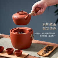 尚烤佳(Suncojia)围炉煮茶 红泥围炉煮茶侧把烧水壶 炭烤炉 煮茶炉 茶杯茶具套装