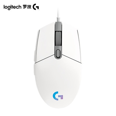 罗技(G)G102 游戏鼠标 白色 RGB鼠标 吃鸡鼠标 轻量化设计 200-8000DPI G102第二代
