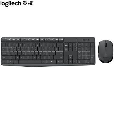 罗技(Logitech)MK235键鼠套装 无线键鼠套装 办公键鼠套装 防泼溅防指纹 全尺寸 带无线2.4G接收器 黑