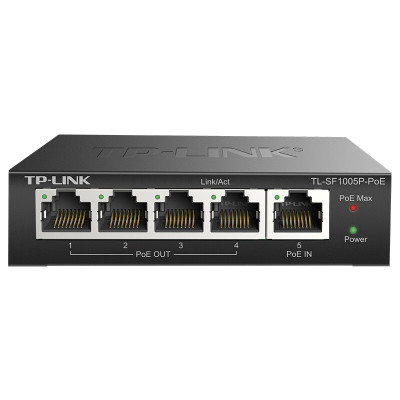 普联(TP-LINK)5口POE网络交换机百兆 一体化延长网线数据传输 POE交换机 POE受电不带电源线