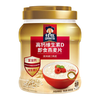 桂格(QUAKER) 高钙维生素D即食燕麦片860克罐装礼盒送礼早餐麦片 [高钙维生素D麦片860g*1罐]