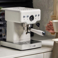 企业定制 柏翠咖啡机意式全半自动家用蒸汽打奶泡海盐白PE3690S