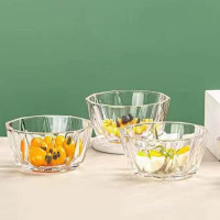 企业定制 皖美之雅加厚透明玻璃碗简约风大容量玻璃碗六件套装