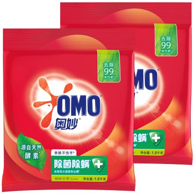 奥妙(omo)除菌除螨洗衣粉1.8KG*2袋