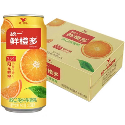 统一 鲜橙多 橙汁 310ML*24罐富含维C果汁饮料整箱