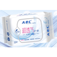 ABC超透气丝薄型卫生护垫163mm棉柔表层迷你卫生巾22片/包