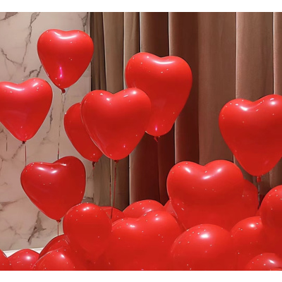 告白心形爱心红色气球室内场景装饰布置儿童生日节日派对红色心形气球600个(配丝带)