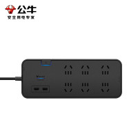 公牛(bull) 抗电涌排插GN-H306U USB接线板 防雷抗电涌3米 双USB+六插位+总控