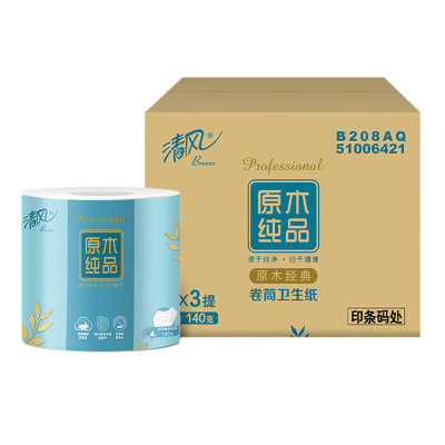 清风 原木纯品4层小叶细点压花140g卷筒卫生纸