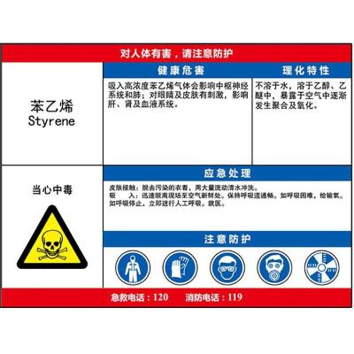 苯乙烯职业病危害告知卡