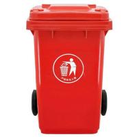 240L户外移动加厚红色垃圾桶