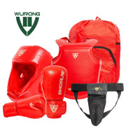 天狼芯 散打护具全套拳击格斗训练5件套装散打服蓝色红色可选-WR3005