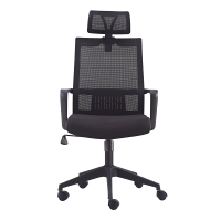 方解实(FANGJIESHI)电脑椅职员学生家用转椅休闲会议椅可升降带头枕黑框黑色