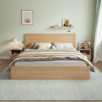 方解实(FANGJIESHI)北欧原木色双人床简约卧室单人床 1.2x2米