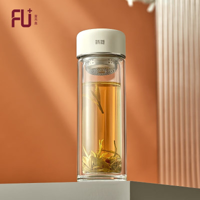 富光FU+臻玻璃杯 双层钛玻璃杯子290mL FU132-G290L(颜色随机发货)