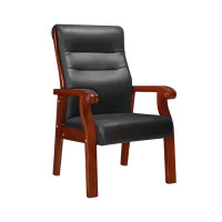 海邦 办公椅木质皮革椅常规会议椅职员椅