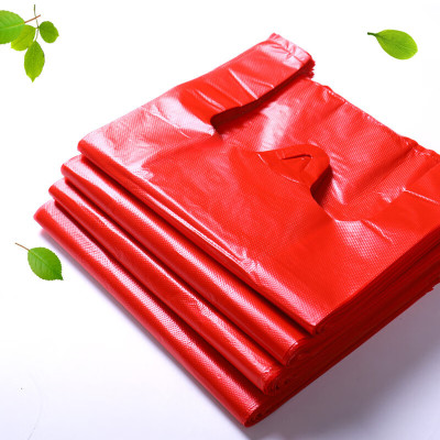 红色塑料背心购物袋垃圾袋大中小号手提式 一只
