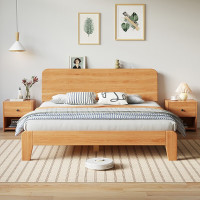 方解实(FANGJIESHI)实木床板式床主卧现代简约双人床单人床 1.5*2米+5cm床垫