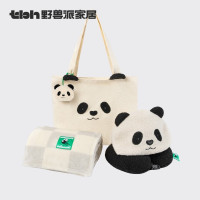 红豆 毛毯 熊猫嘭嘭PANDA POMPOM旅行小憩套装毯子帆布袋颈枕 熊猫嘭嘭旅行小憩套装