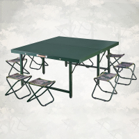名凌军绿户外简易折叠桌椅多规格组合露营餐桌野餐用品单桌子 绿色110*110cm桌子+8个马扎 Z