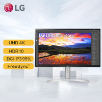 LG 31.5英寸 4K显示器 IPS面板 设计绘图 内置音箱 液晶台式电脑显示屏 32UN650-W Z