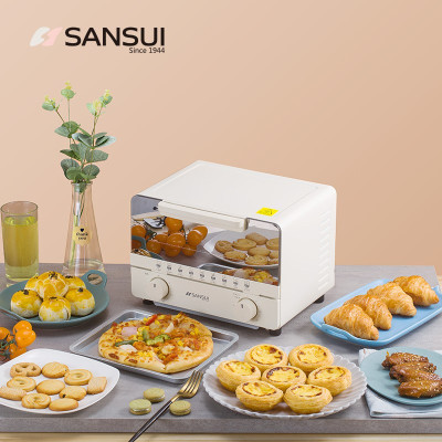山水(sansui)SKX09电烤箱 立式电烤箱 烤鸡腿 蛋糕 烤红薯镜面10L容量电烤箱 白色