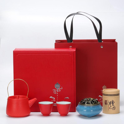 匠心中国红茶具小套装 茶具+香薰