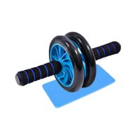 健腹轮 腹肌轮双轮健腹器 滚轮锻炼腹部健身器材 健腹轮蓝色蓝手柄(165直径)
