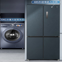 小天鹅 滚筒洗衣机全自动 10KG超薄全嵌洗烘一体 TD100VIC+485升超薄嵌入冰箱BCD-485WSPZM(E)