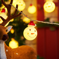 LED圣诞灯串 圣诞雪人/捧手老人/圣诞老人(款式请备注)2米10灯电池长亮款五条装