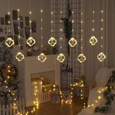 LED圣诞圆环窗帘灯梅花圆环暖色(其他颜色请备注)插电款五条装
