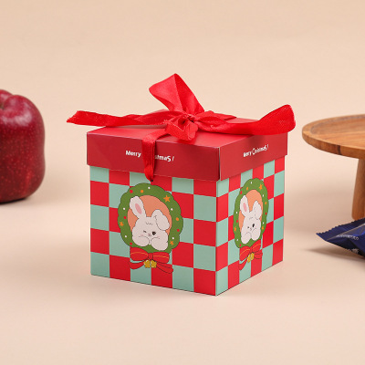圣诞卡通糖果苹果礼盒包装盒红色10*10*10 50个装