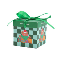 圣诞卡通糖果苹果礼盒包装盒绿色15*15*15 50个装