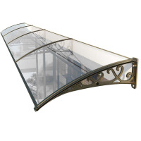 户外遮雨棚铝合金 香槟色支架+透明棚板 伸出60x100cm整套配两个支架