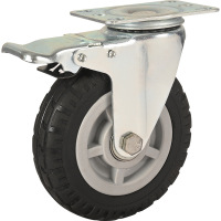 中型黑胶橡胶脚轮工业脚轮定向万向刹车轮 3寸