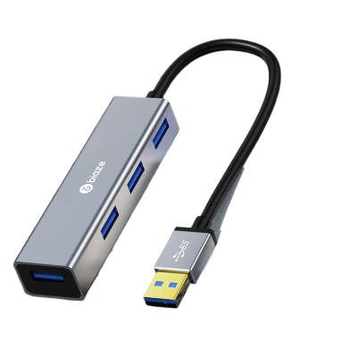 毕亚兹 USB分线器USB3.0 HUB集线器 高速扩展一拖四口 0.5米HUB2-银-0.5m