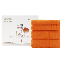 洁丽雅(grace)毛巾方巾套装 精梳棉 两面两方35*35cm/32*72cm 橙色 W0980+W0981