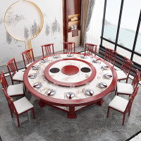 古睿德新中式电动转盘餐桌大圆桌饭店实木桌软自动旋转2.6米