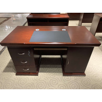 办公桌电脑桌油漆木皮办公桌单位会议办公桌 办公桌1.6*80*76+实木耳朵椅