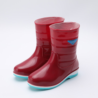 路轩美 女中筒三色胶鞋防滑雨靴2双装 39码(红色、绿色、蓝色)无指定颜色随机发