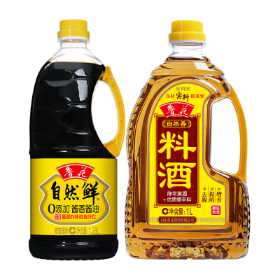 鲁花自然鲜酱香酱油1.28L+鲁花料酒1L