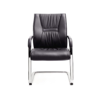 慕岛 办公椅 CTCH-010C弓形椅 黑色西皮 1.8mm厚扁管电镀扶手连体弓形架