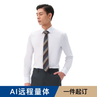 七梭定制GX01男士长袖衬衫免烫薄款竹纤维衬衣银行职员前台柜台职业装
